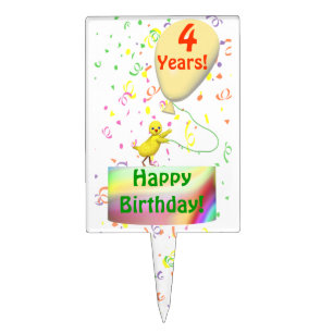Happy 4th Birthday Chicken Cake Topper
