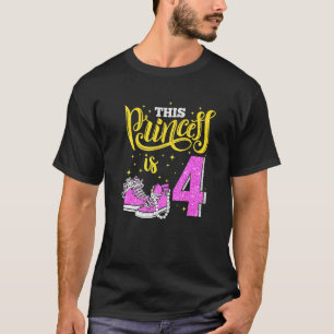 Happy 4th Birthday  For Girls Sneakers Crown Pearl T-Shirt
