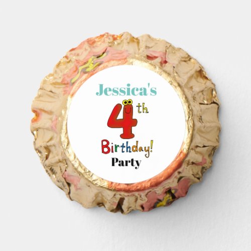 Happy 4th birthday party add name   reeses peanut butter cups