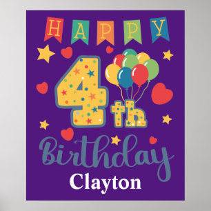 Happy 4th Birthday Poster