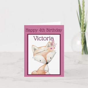 Happy (4th) Birthday - Tribal Fox Card