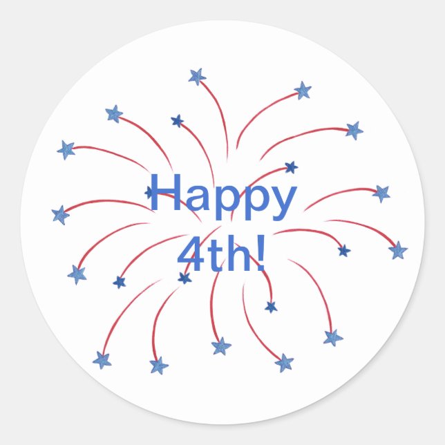 Happy 4th Fireworks Stars Stickers (Front)