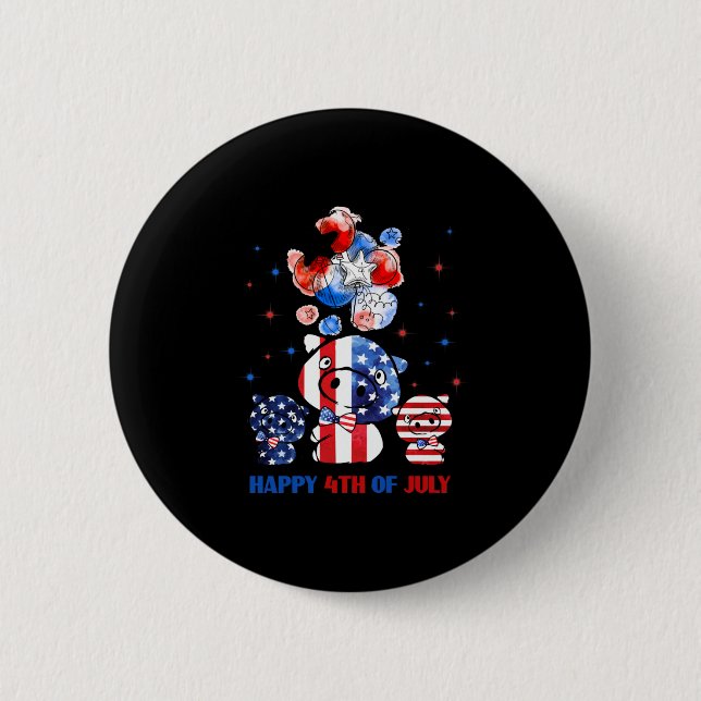Happy 4th For July Button (Front)