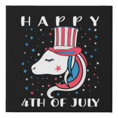 Happy 4th july american independence day faux canvas print