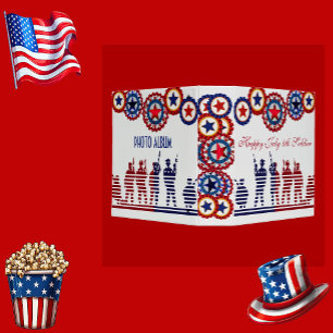 Happy 4th July American Soldier Flag Stars Award 3 Ring Binder