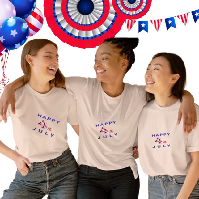 Happy 4th July Blue And Red Girls T-Shirt (Creator Uploaded)