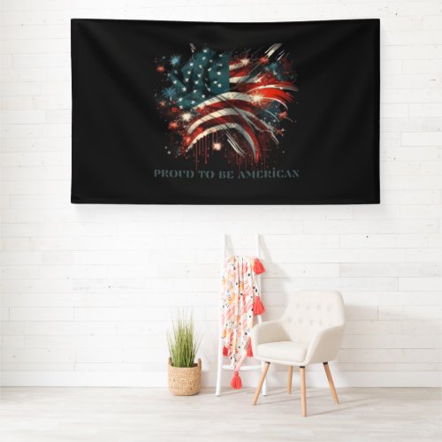 Happy 4th July fireworks proud to be american Banner