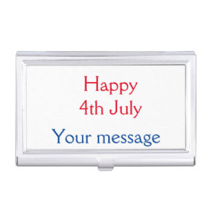 Happy 4th July independence day add name text Business Card Case