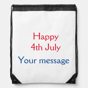Happy 4th July independence day add name text Drawstring Bag