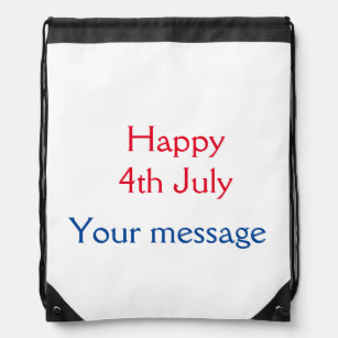 Happy 4th July independence day add name text Drawstring Bag