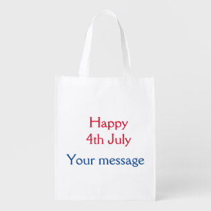 Happy 4th July independence day add name text Grocery Bag