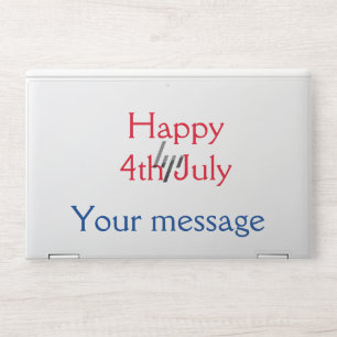 Happy 4th July independence day add name text HP Laptop Skin