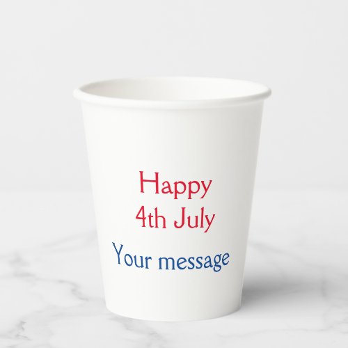 Happy 4th July independence day add name text Paper Cups