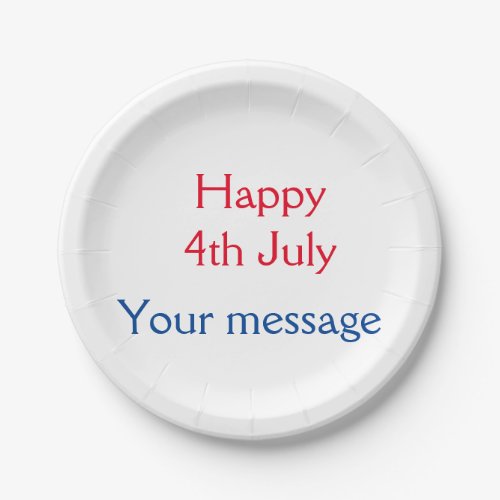 Happy 4th July independence day add name text Paper Plates