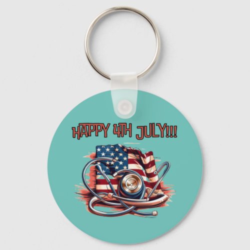 Happy 4th July medical stethoscope Keychain