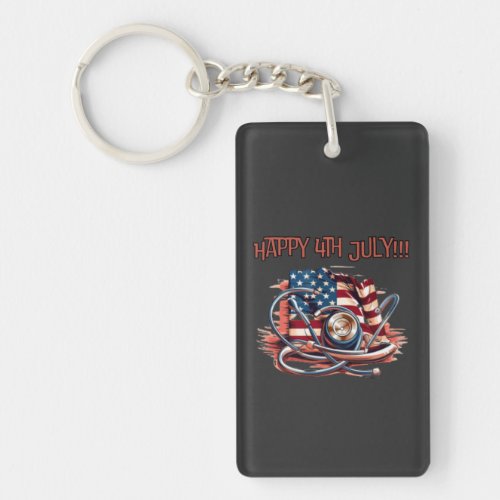 Happy 4th July medical stethoscope Keychain