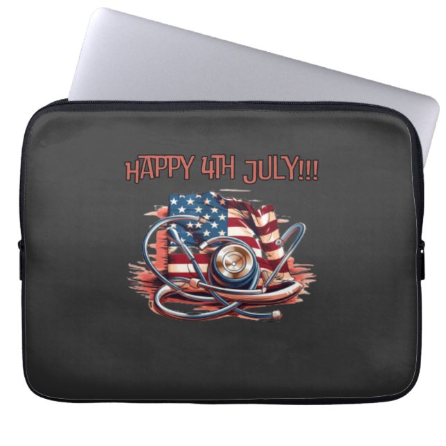 Happy 4th July, medical, stethoscope Laptop Sleeve (Front)