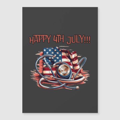 Happy 4th July medical stethoscope Magnetic Invitation