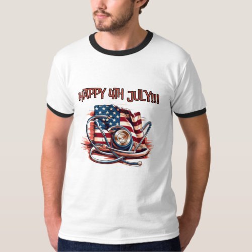 Happy 4th July medical stethoscope T_Shirt
