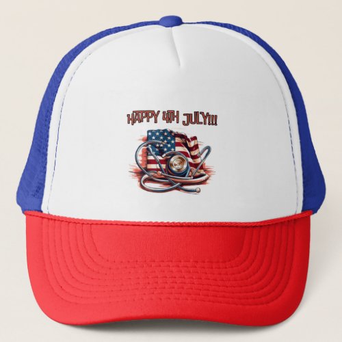 Happy 4th July medical stethoscope Trucker Hat