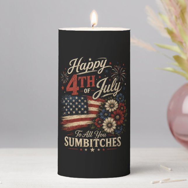 Happy 4th July Pillar Candle (In Situ)
