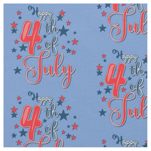 Happy 4th July Red White Blue Fabric