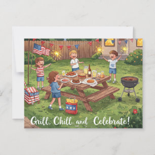 Happy 4th July Stars and Stripes Postcard