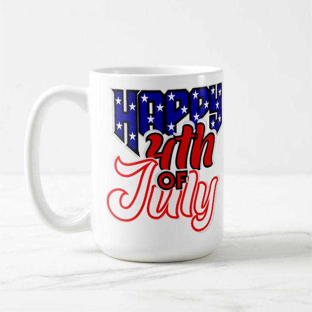 Happy 4th July Typography Coffee Mug (Left)