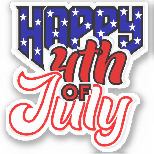 Happy 4th July Typography Sticker (Front)