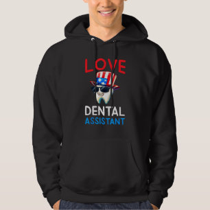 Happy 4th Of Jul Love Dental Assistant Dentist 2 Hoodie
