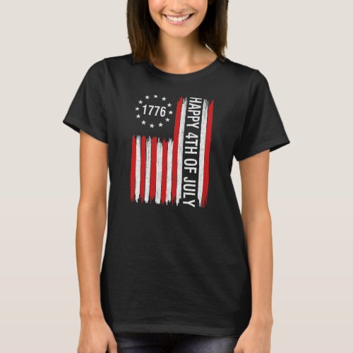 Happy 4th of July 1776 American Flag Men Women T_Shirt