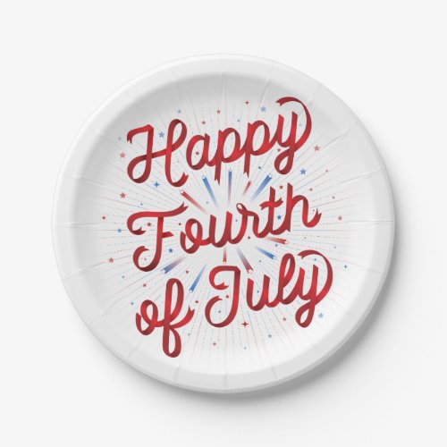 Happy 4th of July  7 Paper Plates
