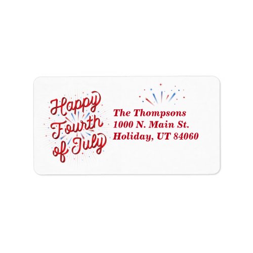 Happy 4th of July Address Return Labels Red