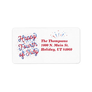Happy 4th of July Address Return Labels (Red/Blue)