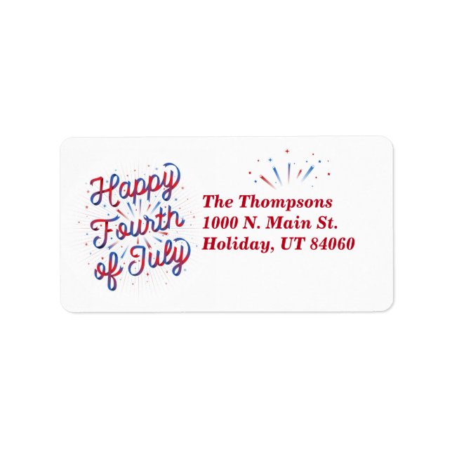 Happy 4th of July Address Return Labels (Red/Blue) (Front)