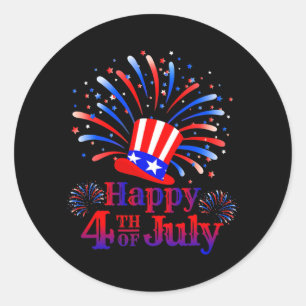 Happy 4th of July America Celebrating Freedom Classic Round Sticker