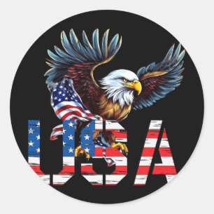 Happy 4th Of July America Flag Patriotic Eagle Usa Classic Round Sticker