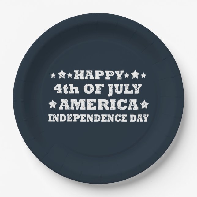 Happy 4th of july America Paper Plates (Front)