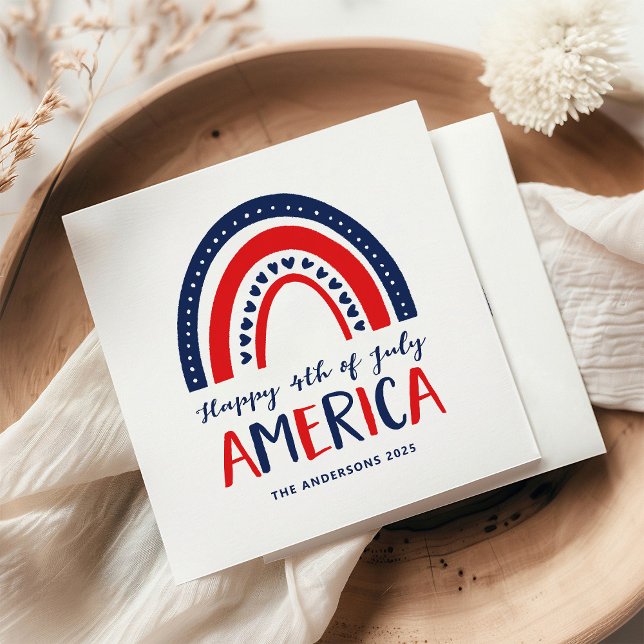 Happy 4th of July America | Red White Blue Rainbow Napkins (Creator Uploaded)