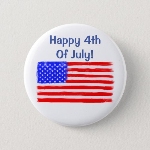 Happy 4th of July American Flag Button
