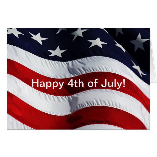 Happy 4th of July! American Flag Customizable Cards (Front Horizontal)