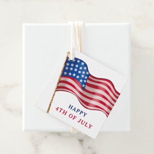 Happy 4th of July American Flag Favor Tags