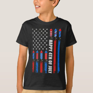 Happy 4th Of July American Flag Fireworks Patrioti T-Shirt