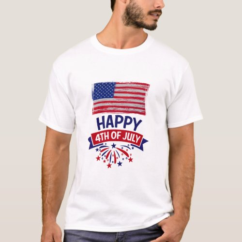 Happy 4th of July American Flag Gift  T_Shirt