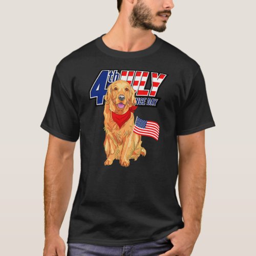 Happy 4th Of July American Flag Golden Retriever  T_Shirt