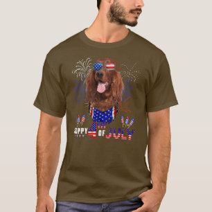 Happy 4th Of July American Flag Irish Setter T-Shirt