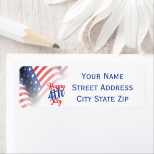 Happy 4th of July American Flag Label
