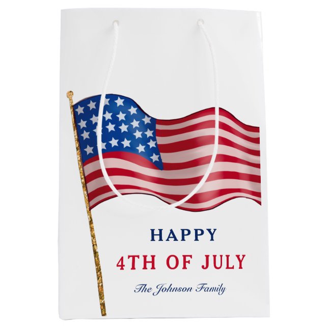 Happy 4th of July American Flag Medium Gift Bag (Front)