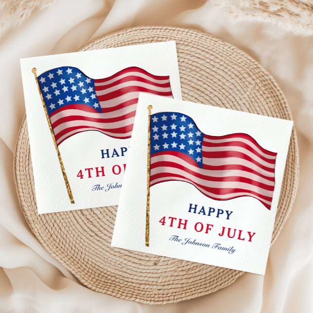 Happy 4th Of July American Flag Napkins (Happy 4th Of July American Flag Napkins)