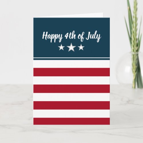 Happy 4th of July American Flag Personalized Card